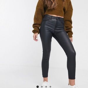 Faux leather jeans